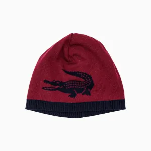 Jacquard Crocodile Wool Reversible Beanie Hat
