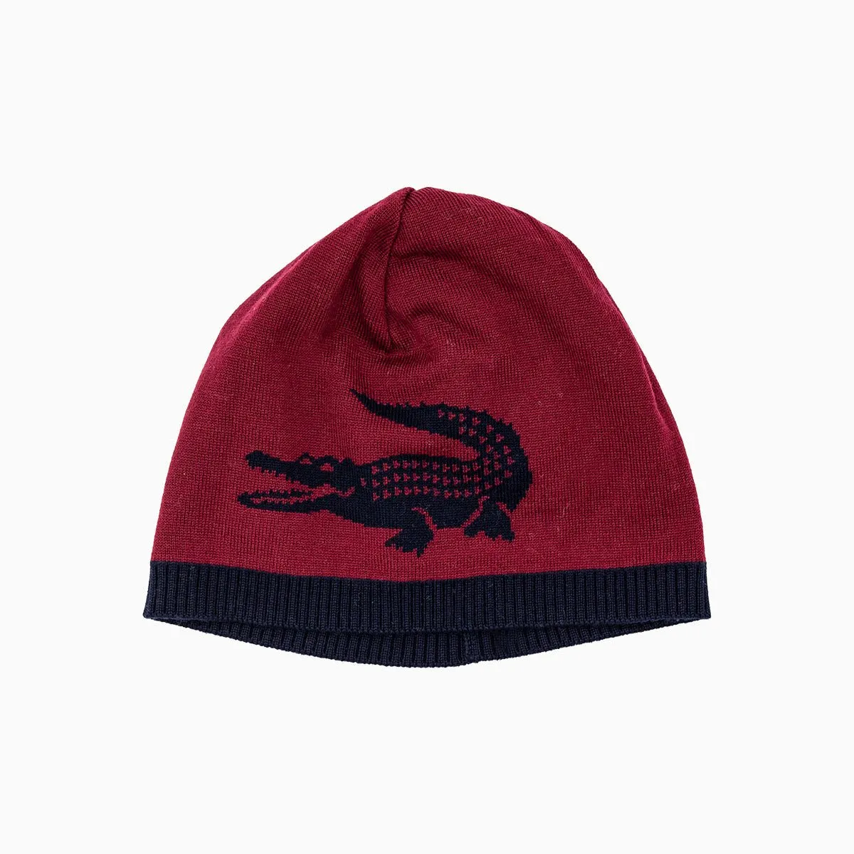 Jacquard Crocodile Wool Reversible Beanie Hat