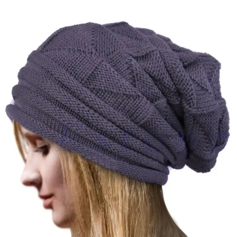 Knitted Baggy Beanie - Oversized Winter Hat for Skiing, Slouchy Cap Skullies Beanies for Women Men, Warm Wool Cap Unisex