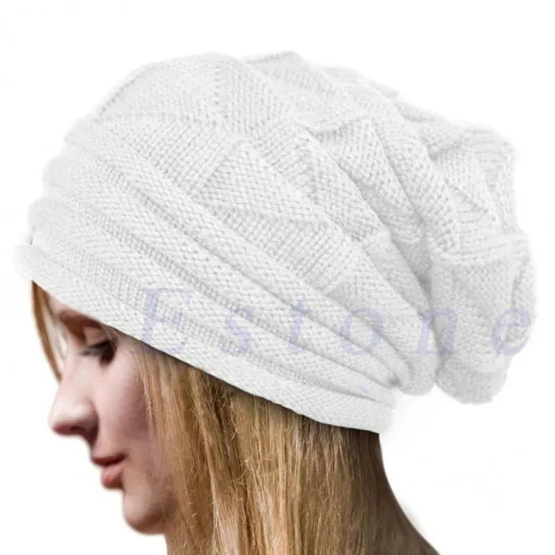 Knitted Baggy Beanie - Oversized Winter Hat for Skiing, Slouchy Cap Skullies Beanies for Women Men, Warm Wool Cap Unisex