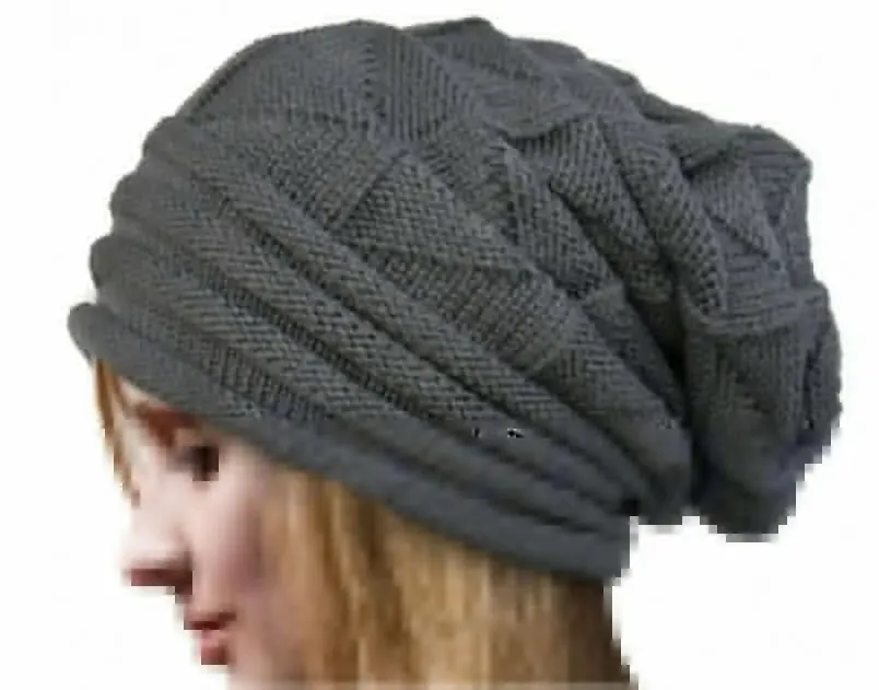 Knitted Baggy Beanie - Oversized Winter Hat for Skiing, Slouchy Cap Skullies Beanies for Women Men, Warm Wool Cap Unisex