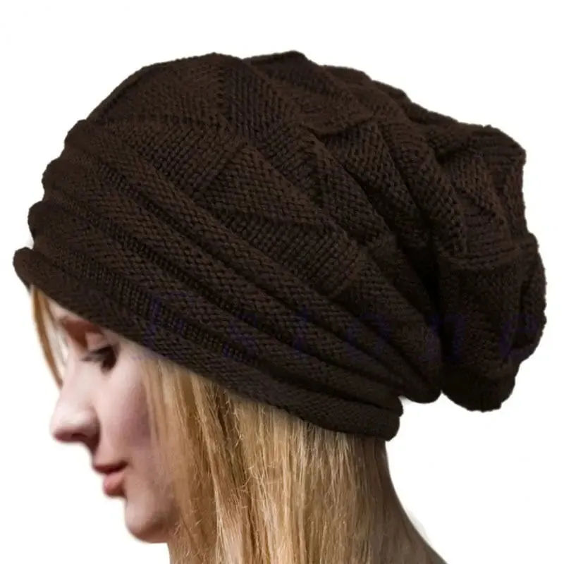 Knitted Baggy Beanie - Oversized Winter Hat for Skiing, Slouchy Cap Skullies Beanies for Women Men, Warm Wool Cap Unisex