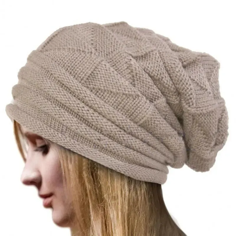 Knitted Baggy Beanie - Oversized Winter Hat for Skiing, Slouchy Cap Skullies Beanies for Women Men, Warm Wool Cap Unisex