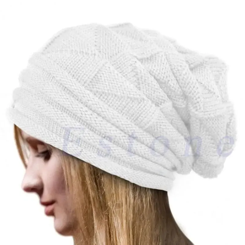 Knitted Baggy Beanie - Oversized Winter Hat for Skiing, Slouchy Cap Skullies Beanies for Women Men, Warm Wool Cap Unisex