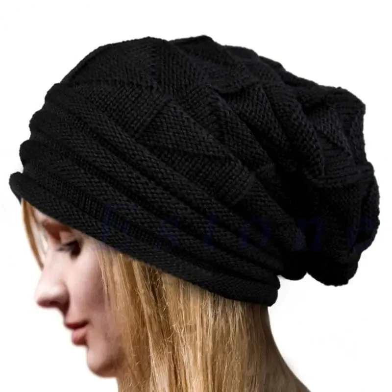Knitted Baggy Beanie - Oversized Winter Hat for Skiing, Slouchy Cap Skullies Beanies for Women Men, Warm Wool Cap Unisex