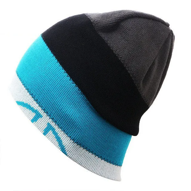 Knitted Men's Skullies And Beanies Thermal Ski Hat Double-Sided Cap