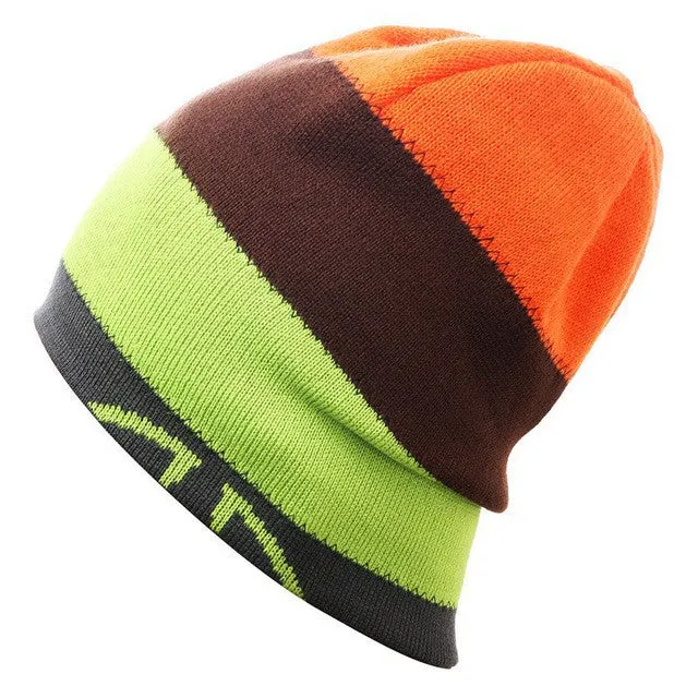 Knitted Men's Skullies And Beanies Thermal Ski Hat Double-Sided Cap