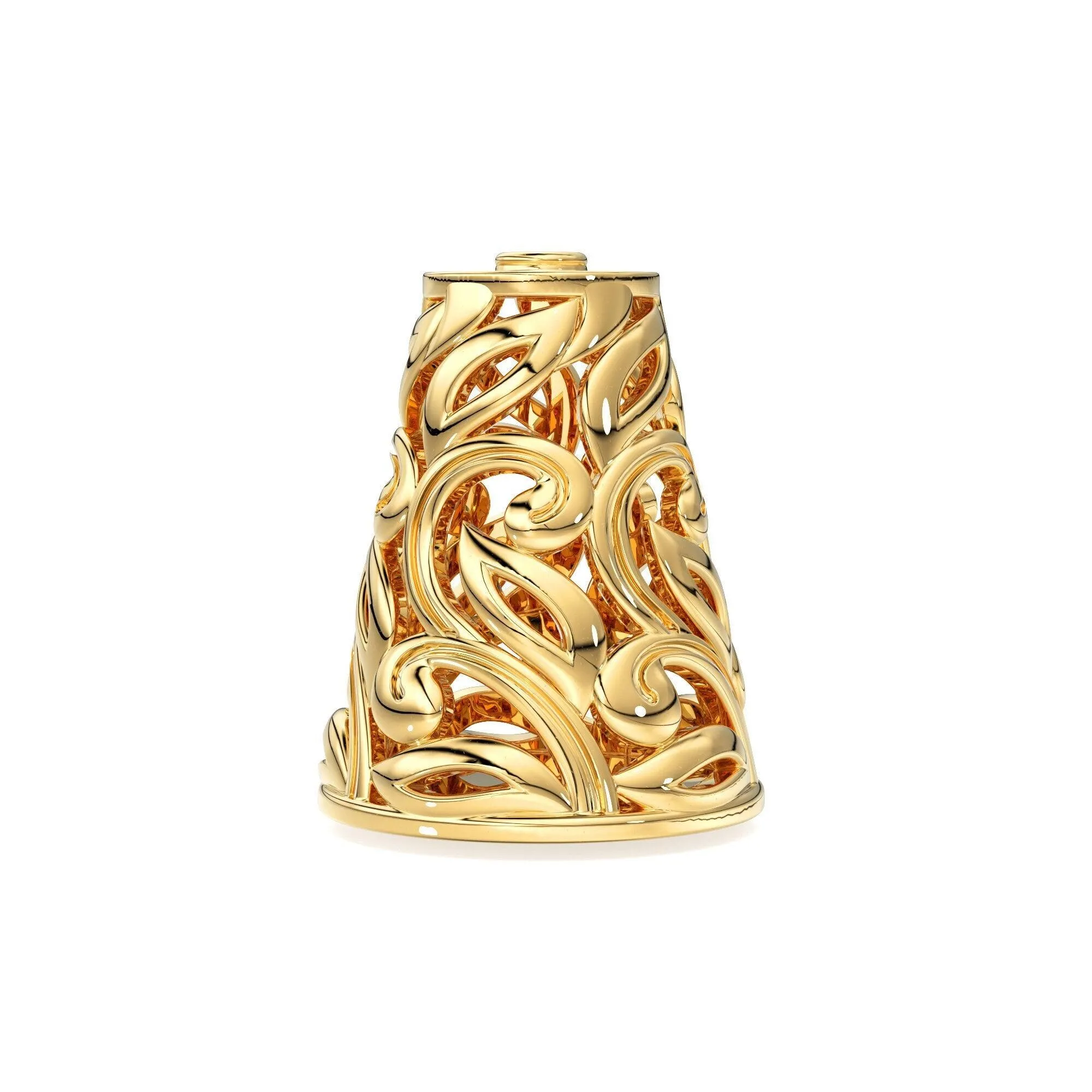 Leaf Mesh Designer Cone Solid Gold 14k 18k Solid Gold Spacer Bead Jewelry Making Supply available in 13mm