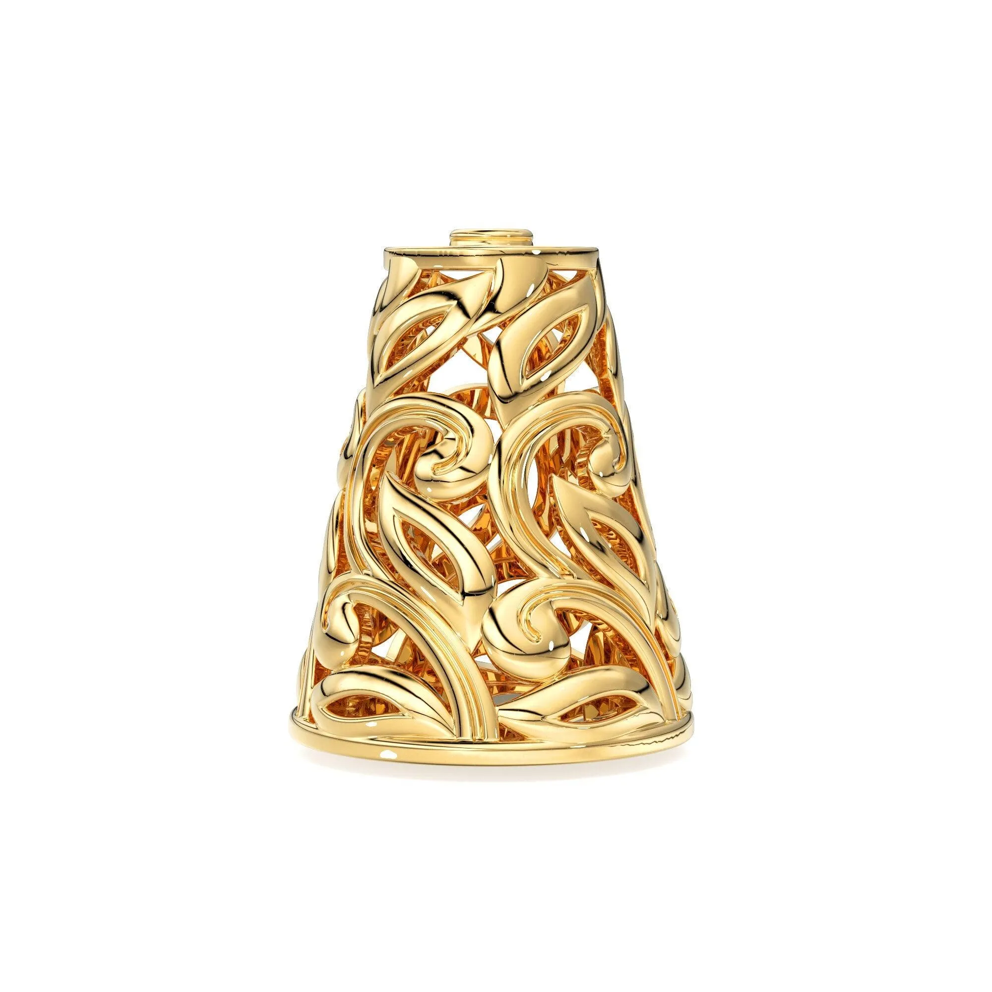 Leaf Mesh Designer Cone Solid Gold 14k 18k Solid Gold Spacer Bead Jewelry Making Supply available in 13mm