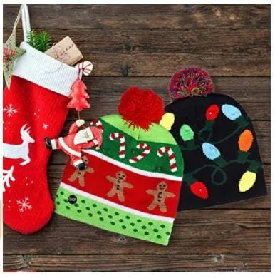 LED Light Up Christmas Light Hat - 6 Styles