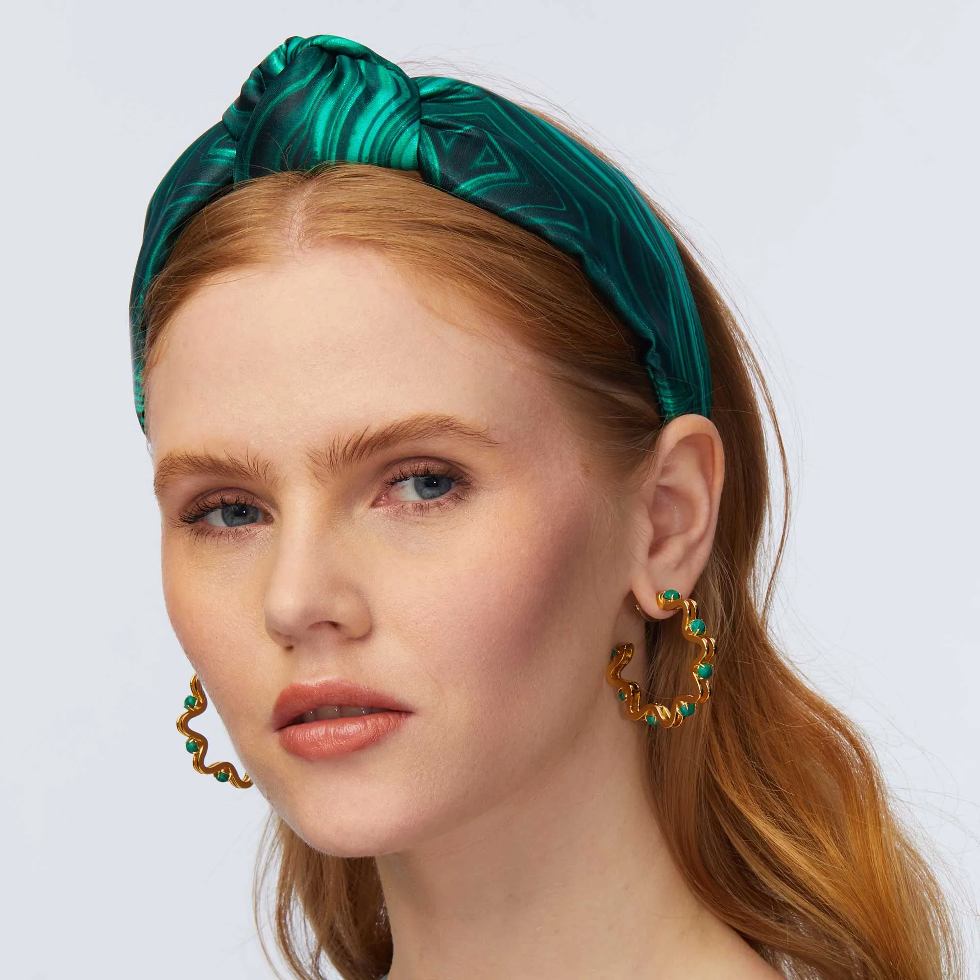 Lele Sadoughi Malachite Printed Knotted Headband
