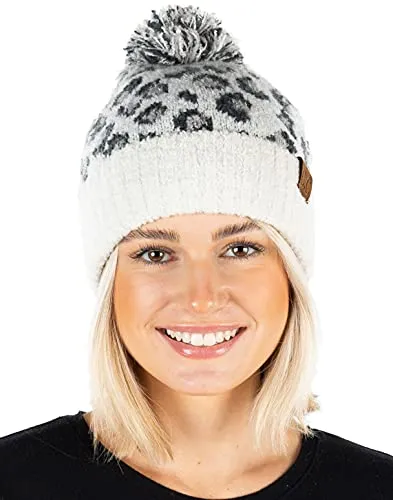 Leopard Print Pom Beanie by Funky Junque