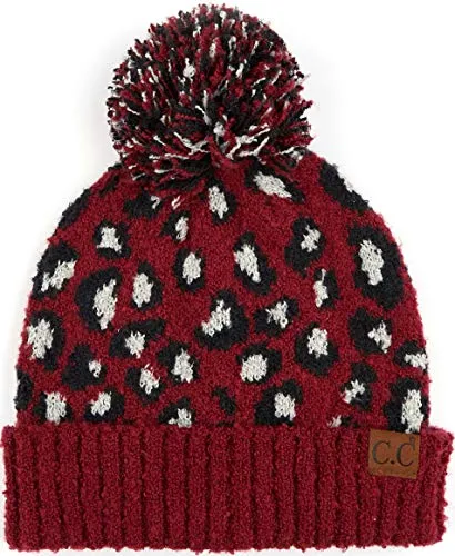 Leopard Print Pom Beanie by Funky Junque