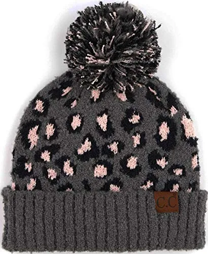 Leopard Print Pom Beanie by Funky Junque