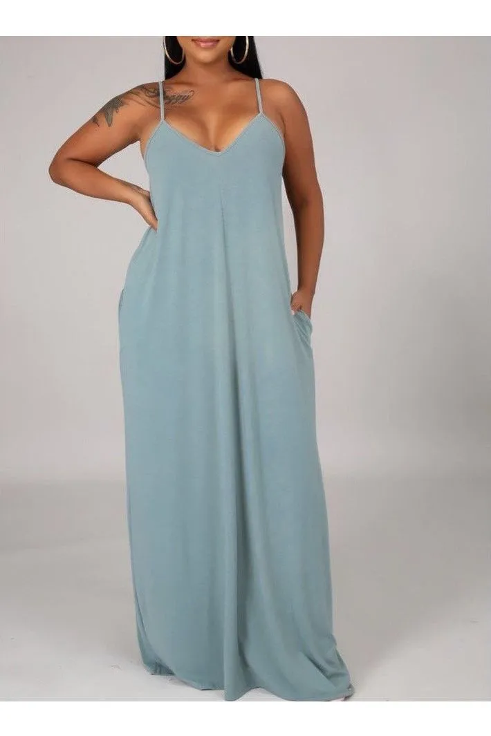 Light Green Simple Tunic Maxi Dress