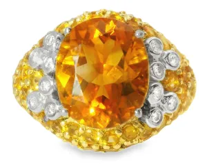 Magnificent Estate 14K Yellow Gold Huge Orange Citrine Diamond Designer Ring