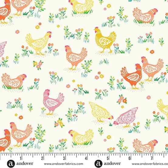 Makower Hello Spring | Happy Hens | Cream
