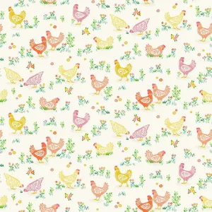 Makower Hello Spring | Happy Hens | Cream