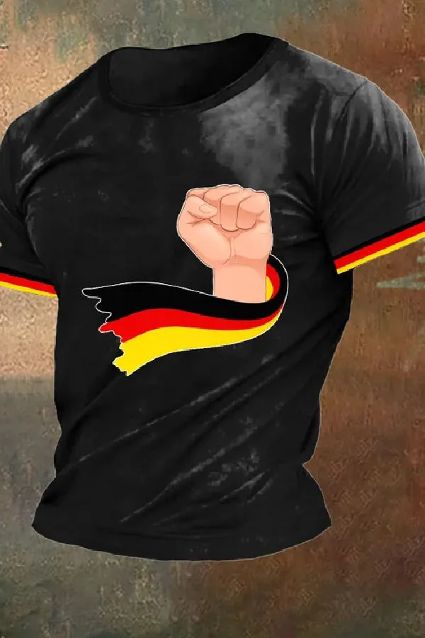 Men's 2024 German Print Casual T-Shirt