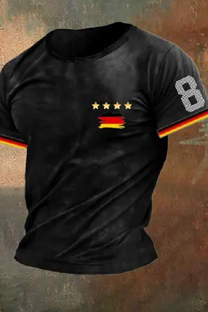 Men's Vintage German Football Fan Printed T-Shirt