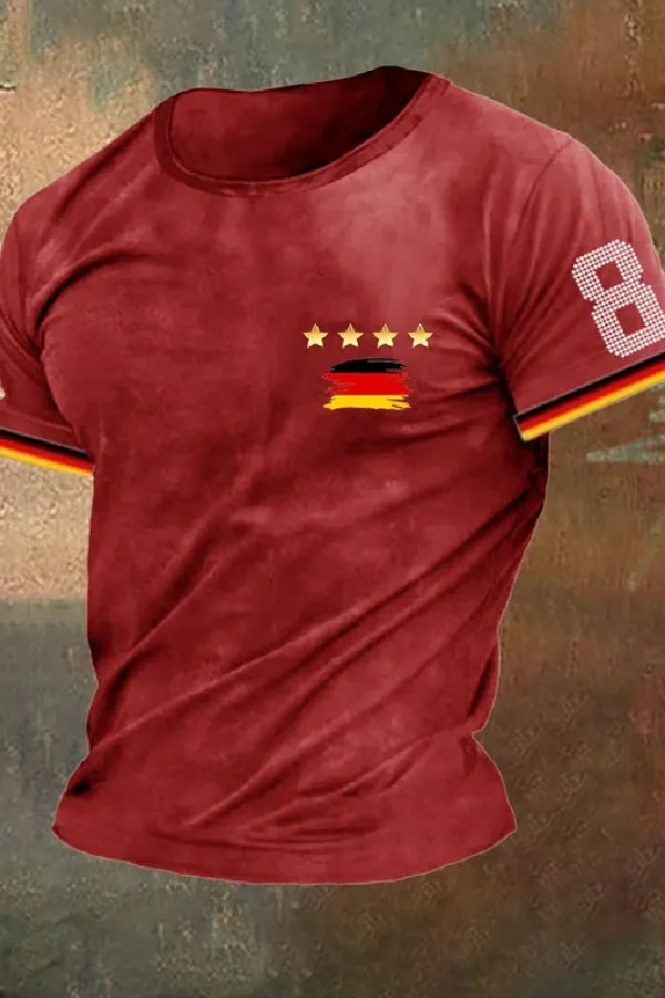 Men's Vintage German Football Fan Printed T-Shirt