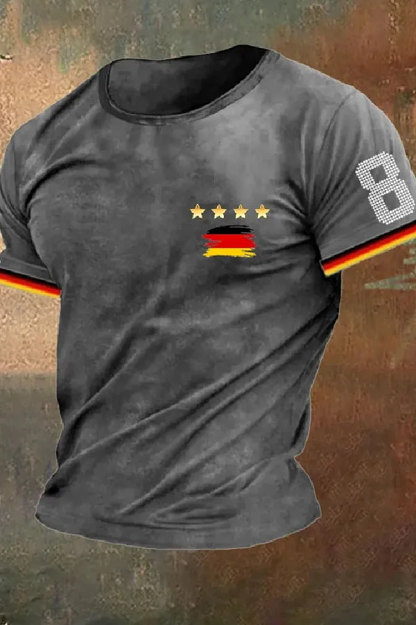 Men's Vintage German Football Fan Printed T-Shirt