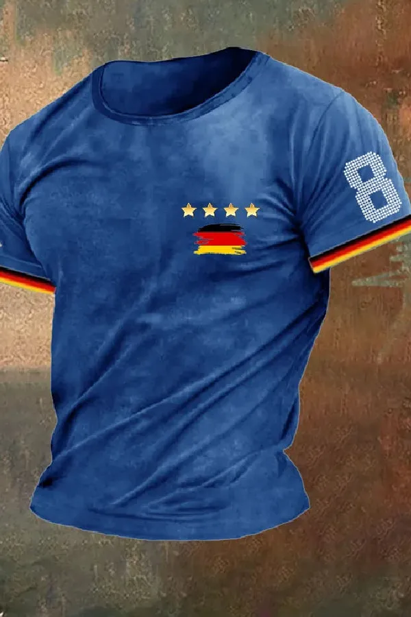 Men's Vintage German Football Fan Printed T-Shirt