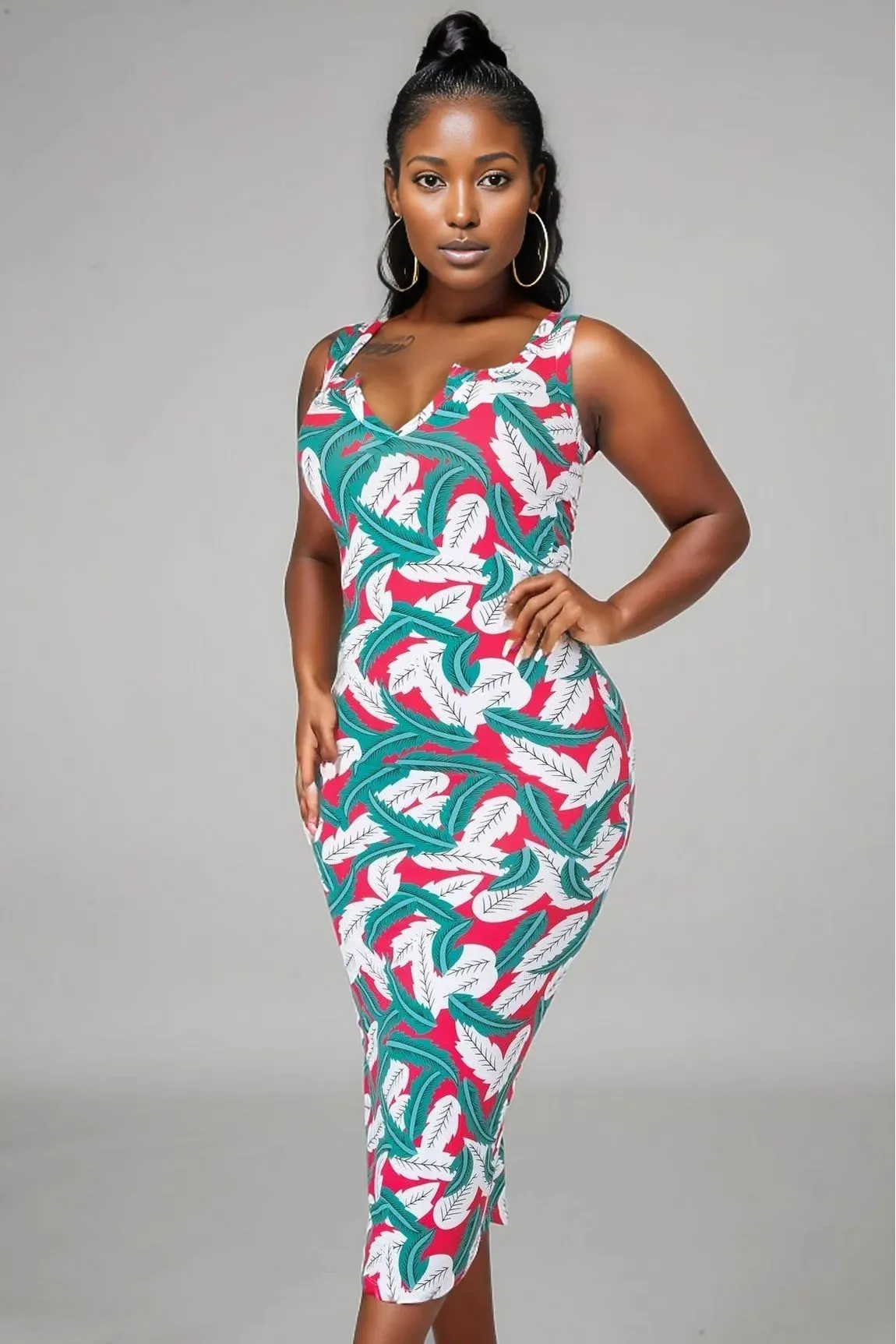 Mia Leaf Print Dress