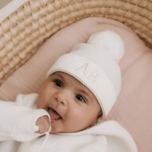 Personalised Cotton Knitted Beanie Cream