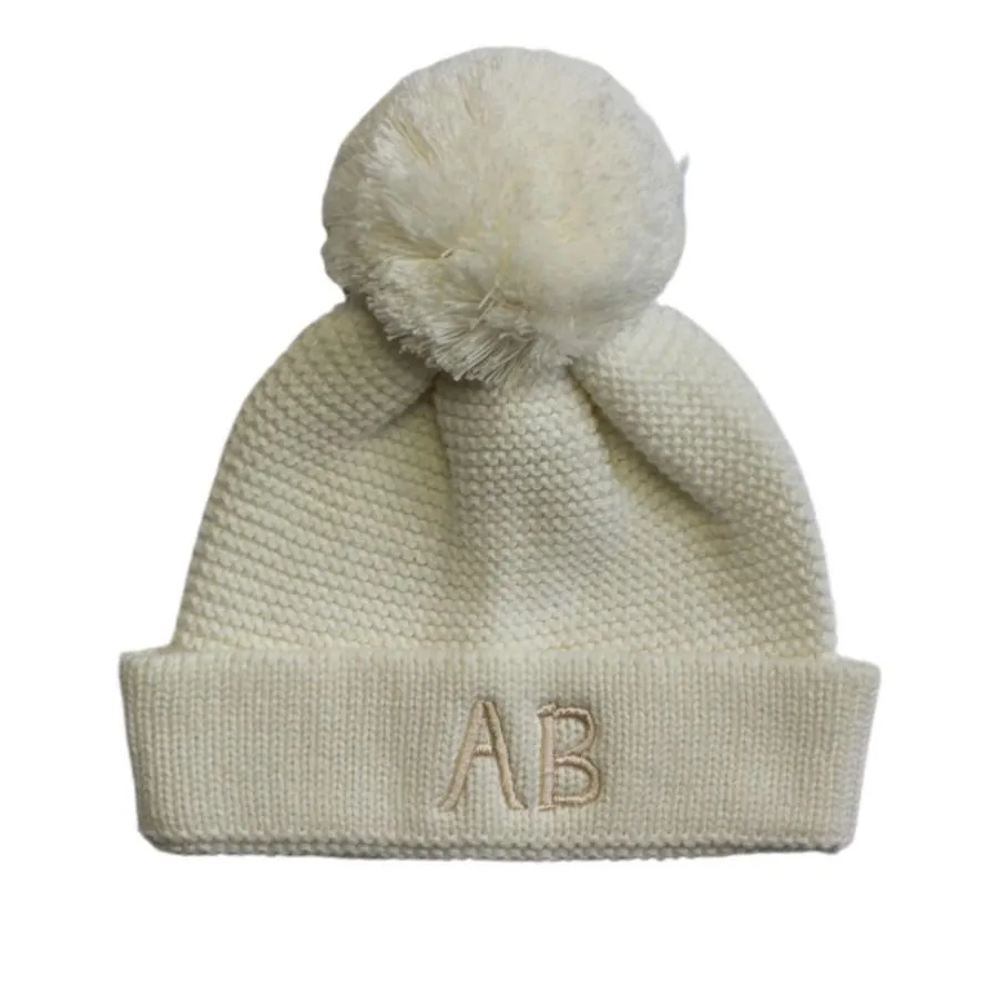 Personalised Cotton Knitted Beanie Cream