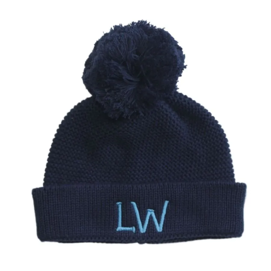 Personalised Cotton Knitted Beanie Navy