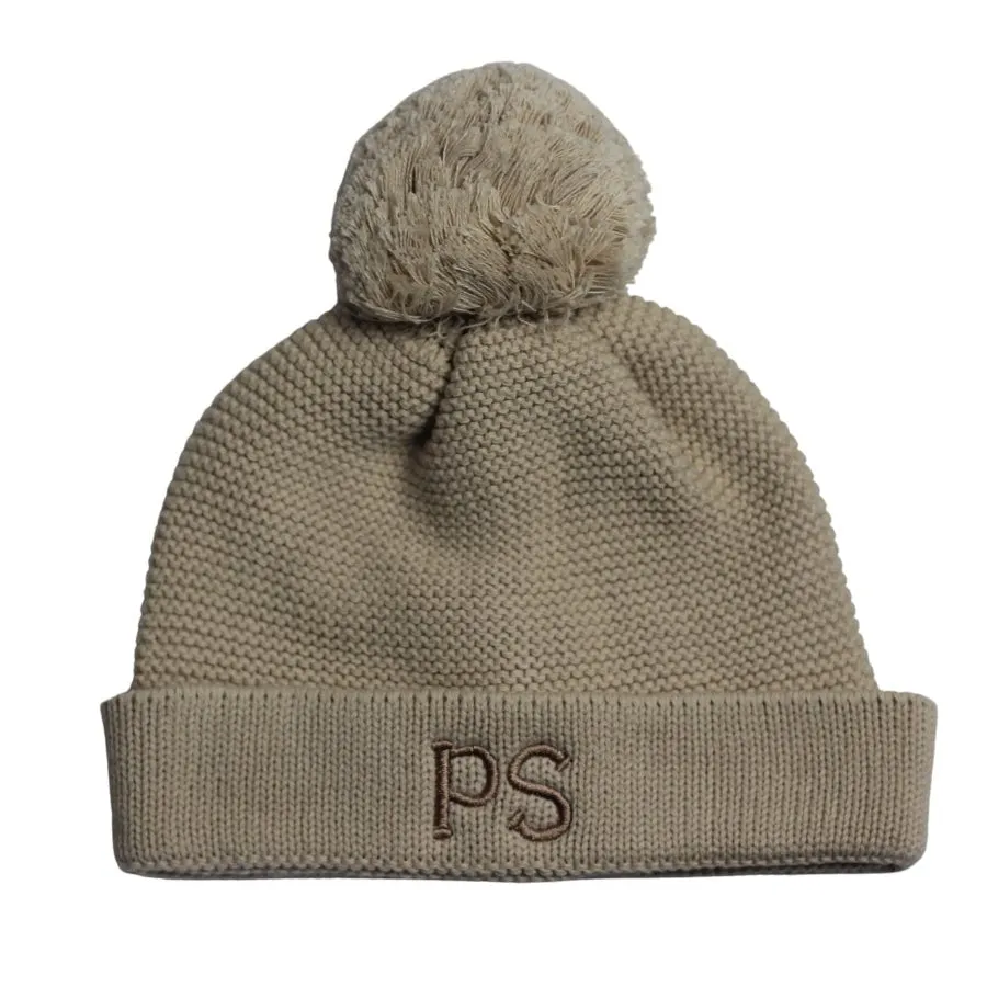Personalised Cotton Knitted Beanie Oatmeal