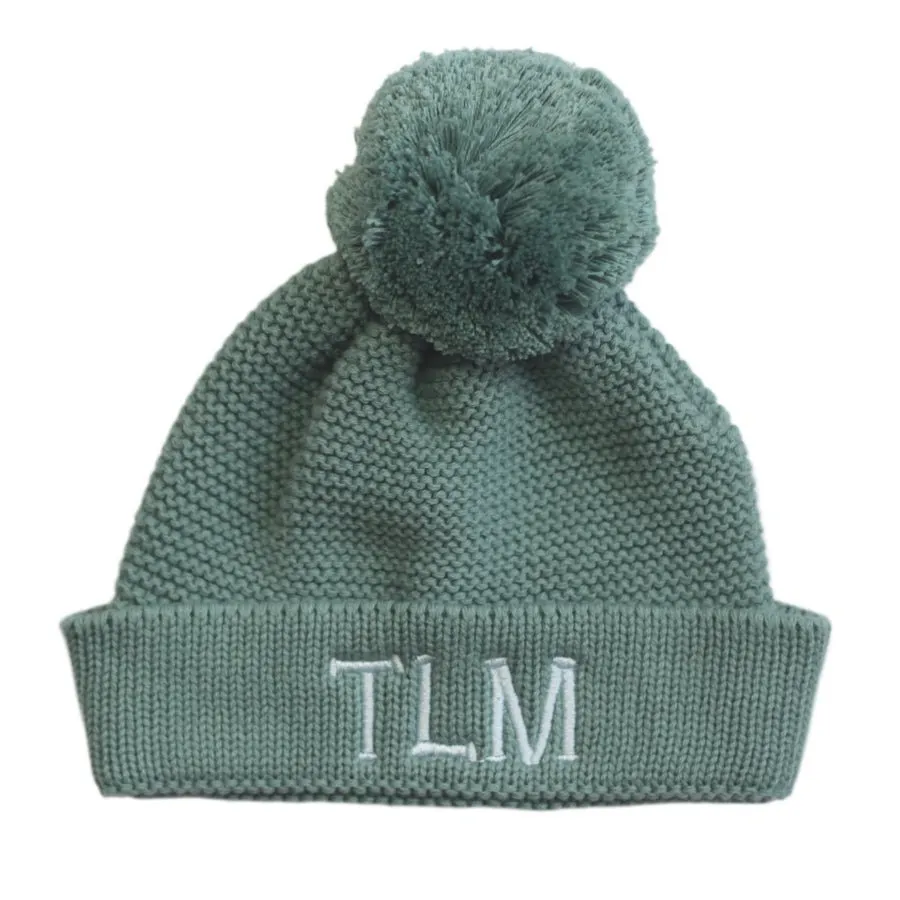 Personalised Cotton Knitted Beanie Seafoam