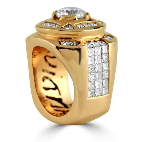 Platinum Mens Designer Large Diamond Ring 6.75 Ctw