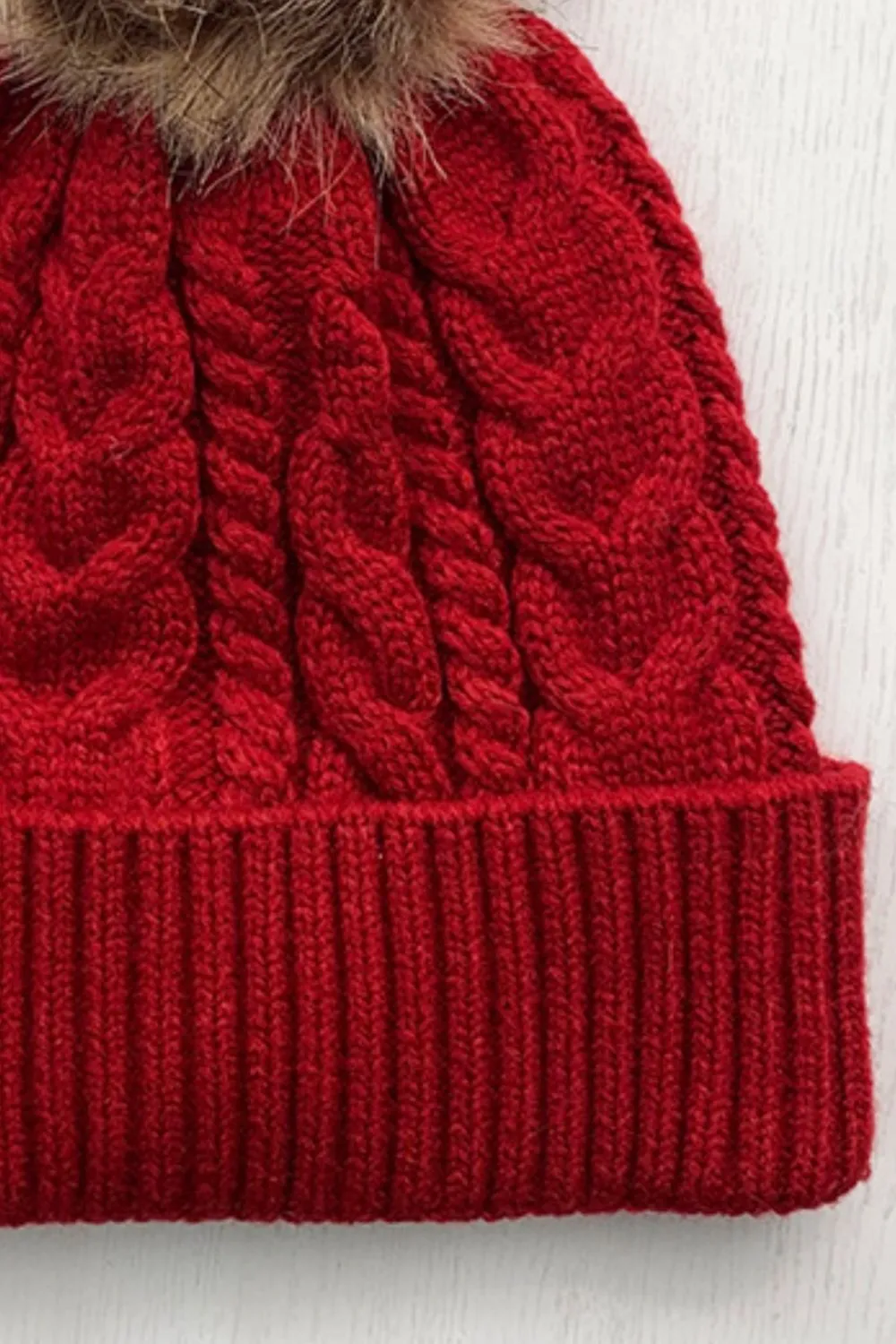 Poppy Cable-Knit Cuffed Beanie with Pom-pom