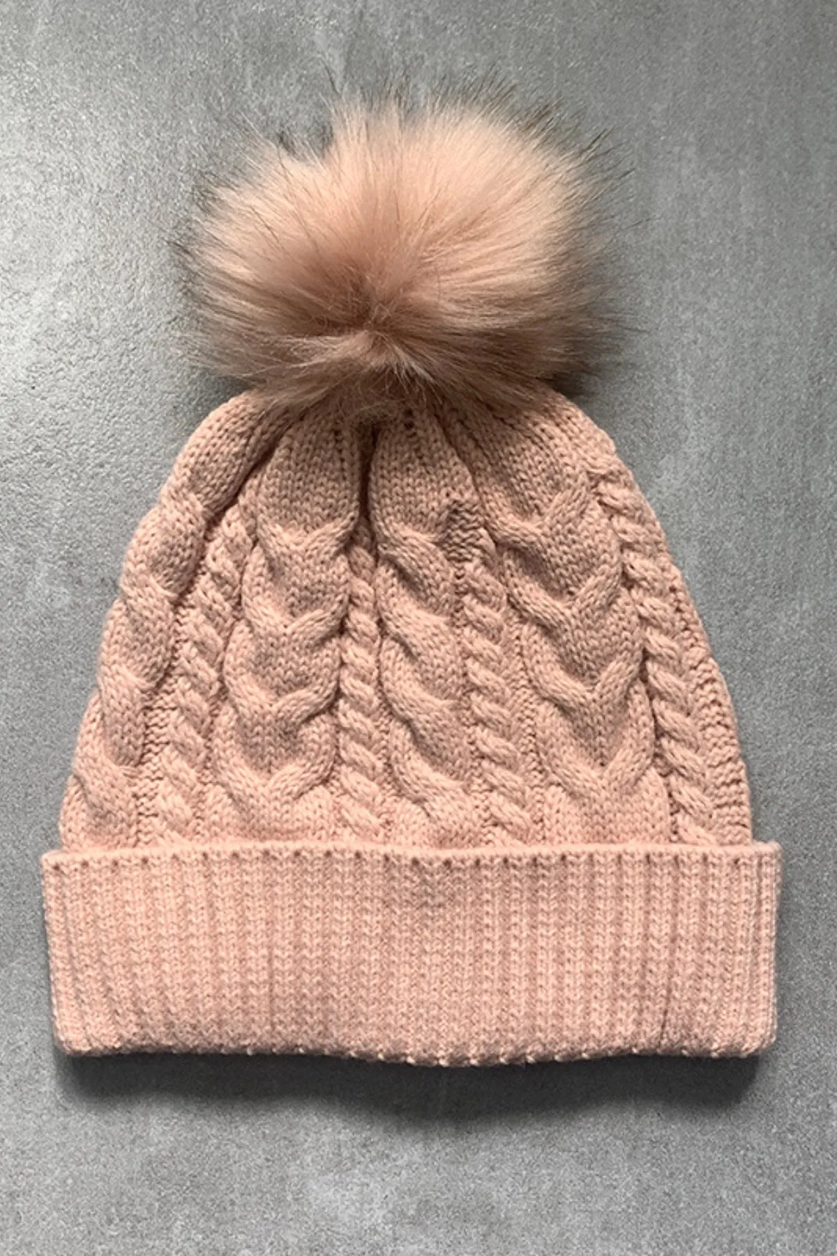 Poppy Cable-Knit Cuffed Beanie with Pom-pom