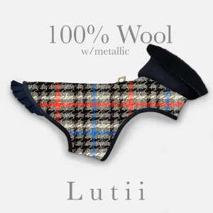 "Metallic Plaid"-Wool/blend w/real shearling handmade winter dog coat