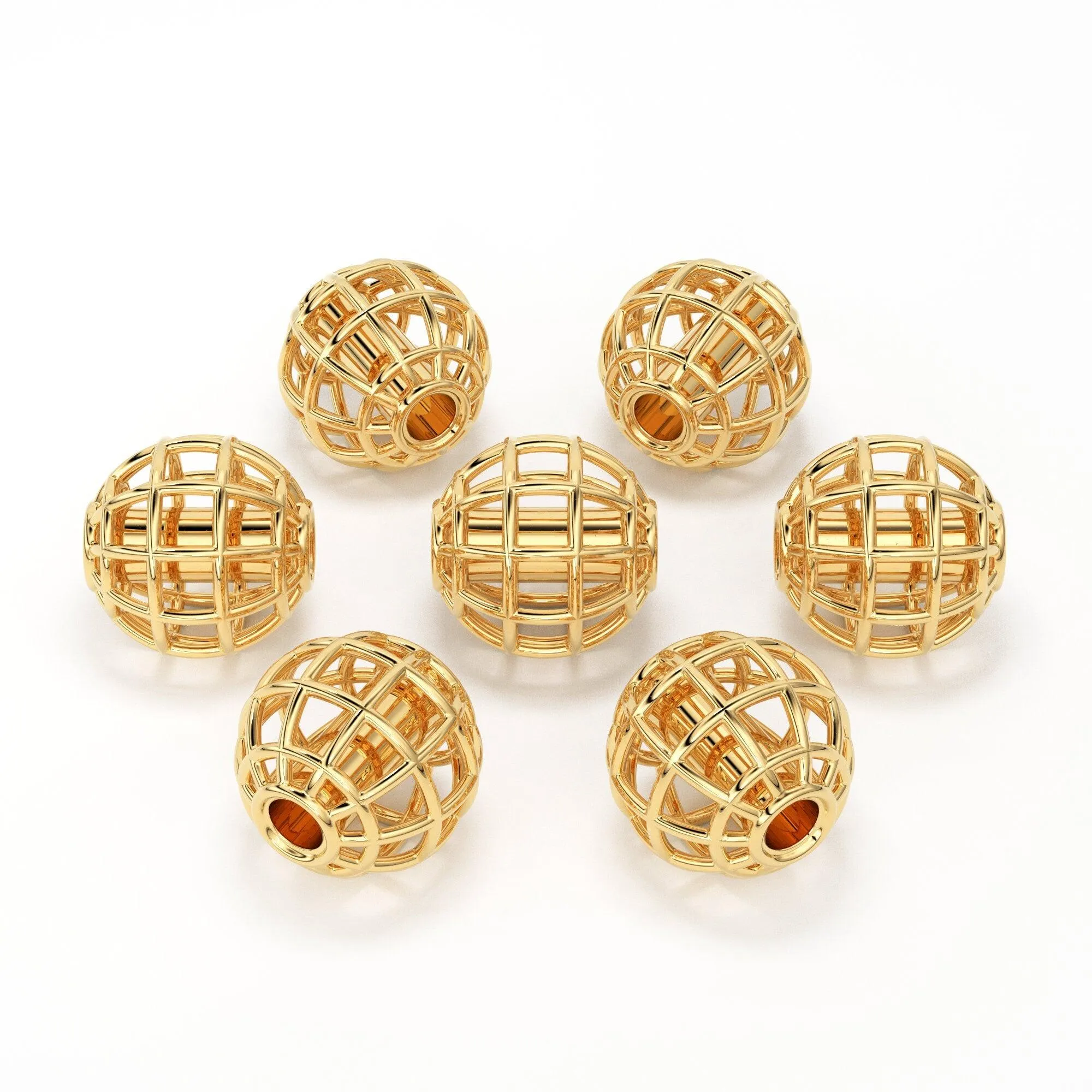 Round Designer Solid Gold 14k 18k Handmade Gold Spacer Bead Jewelry Making Supply 5mm