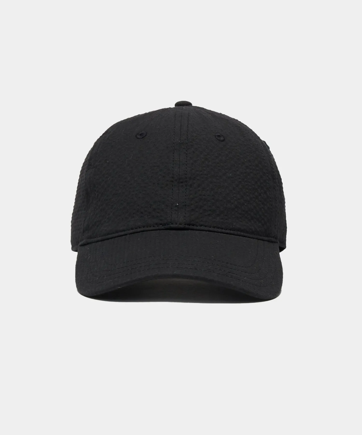 Seersucker Baseball Cap in Black
