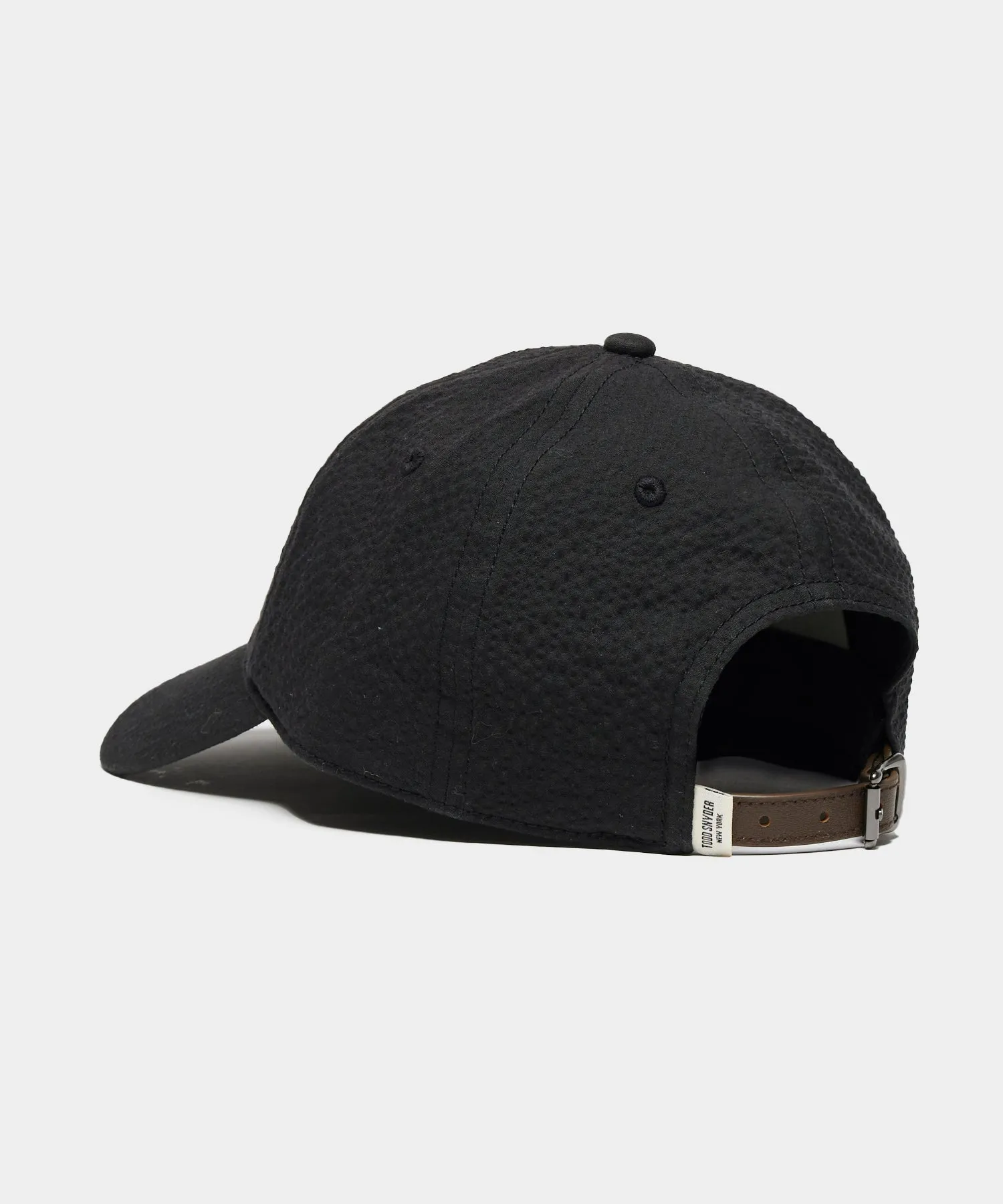 Seersucker Baseball Cap in Black