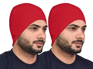 SHAUN Men's Cotton Lycra Skull Cap (Multicolor_Free Size) (Pack of 2)