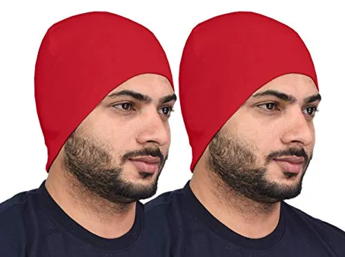SHAUN Men's Cotton Lycra Skull Cap (Multicolor_Free Size) (Pack of 2)