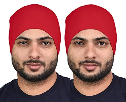 SHAUN Men's Cotton Lycra Skull Cap (Multicolor_Free Size) (Pack of 2)