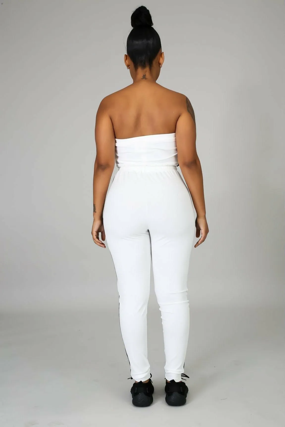 Side Stripe Tube Top Jumpsuit