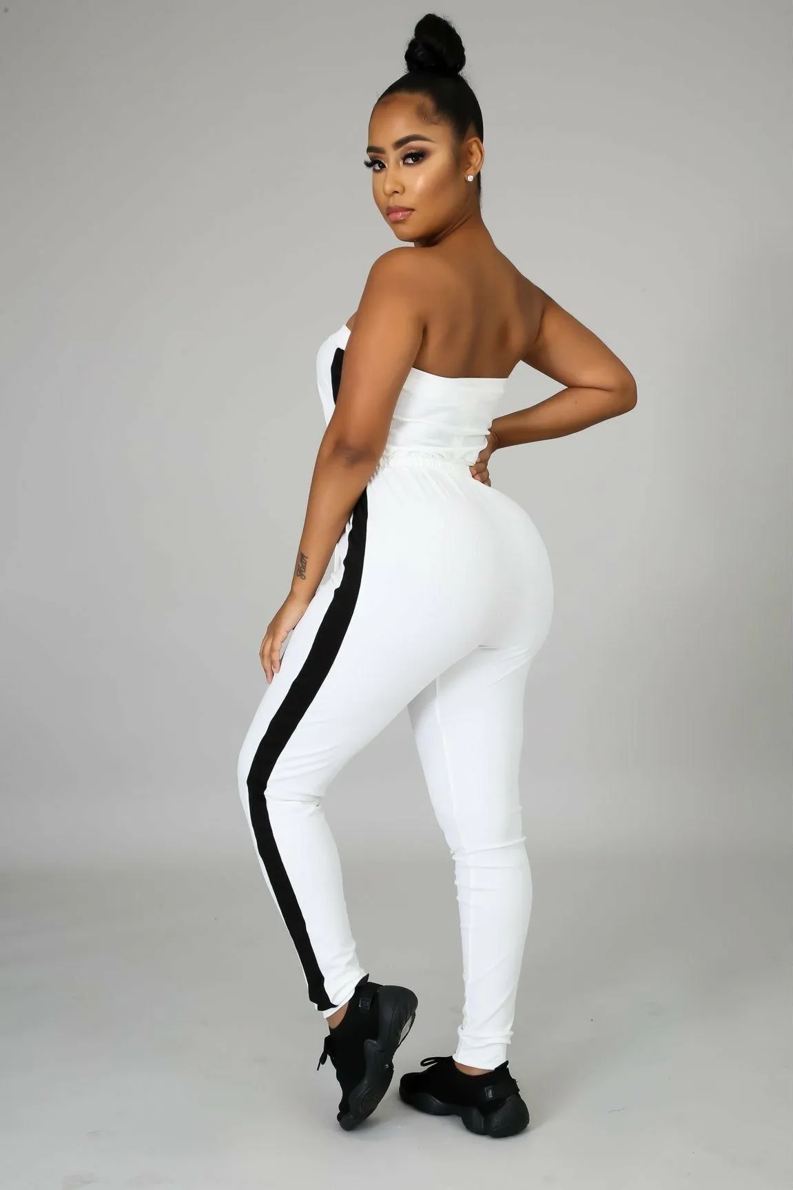 Side Stripe Tube Top Jumpsuit