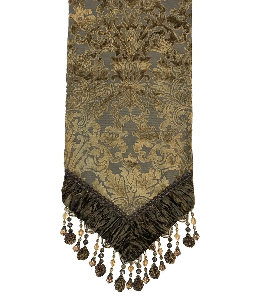 Small Luxury Table Runner Brussels Bronze and Gold Velvet