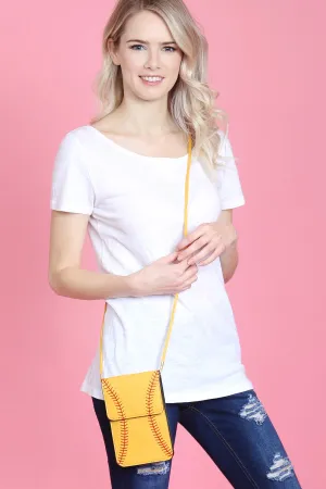 SOFTBALL CELLPHONE CROSSBODY WITH CLEAR WINDOW POUCH