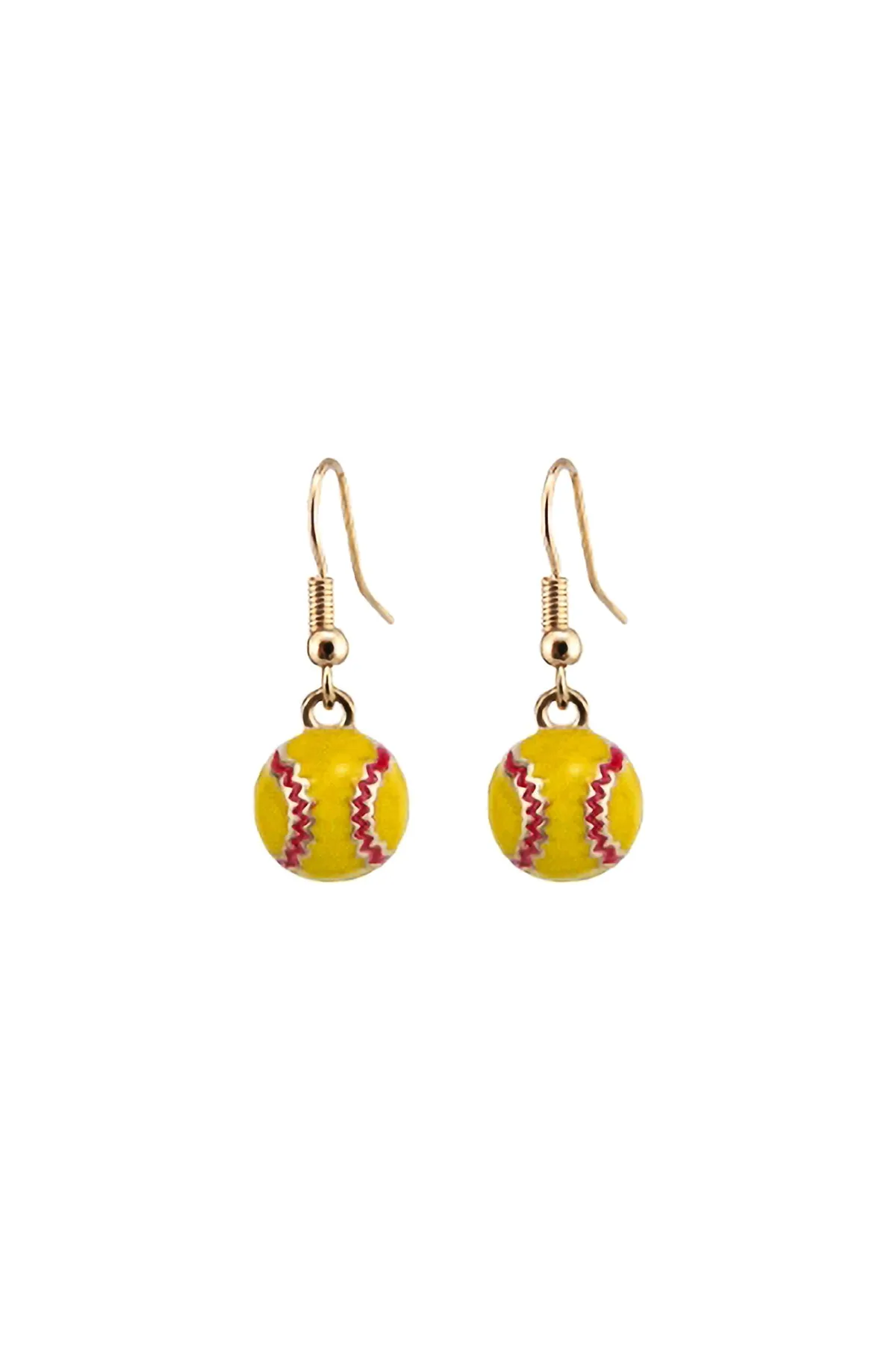 SOFTBALL EPOXY SPORTS DANGLE HOOK EARRINGS