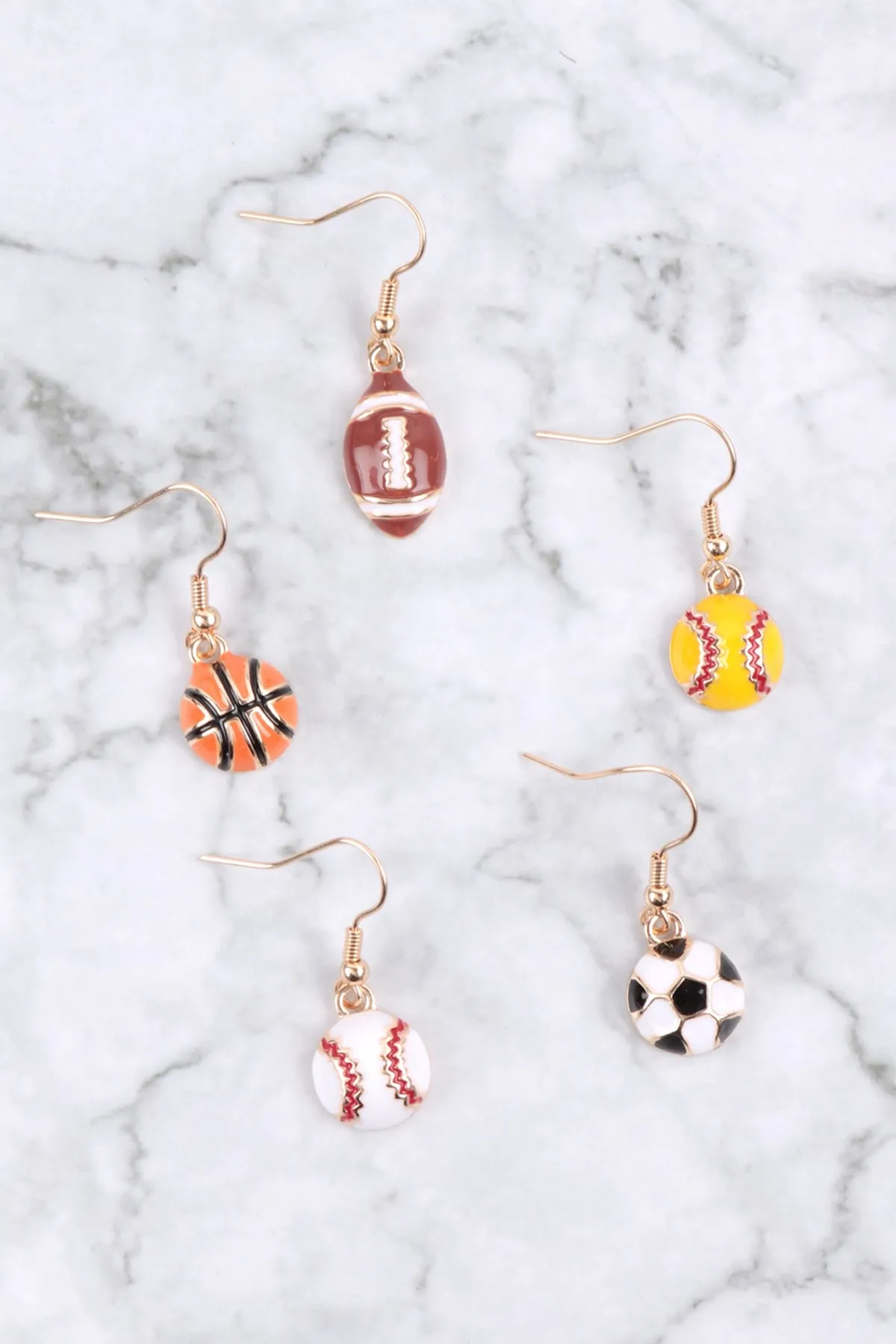SOFTBALL EPOXY SPORTS DANGLE HOOK EARRINGS