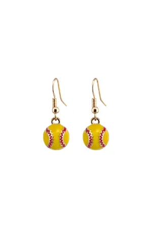 SOFTBALL EPOXY SPORTS DANGLE HOOK EARRINGS